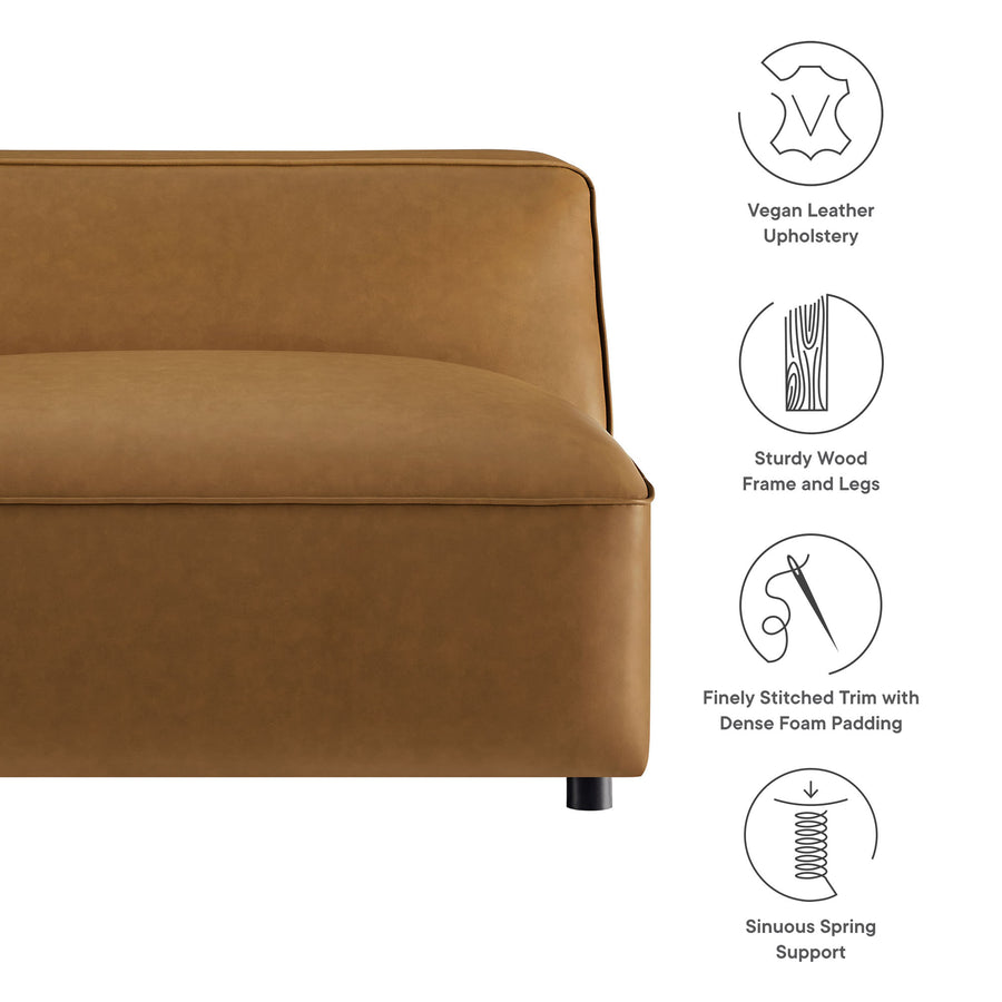Dune Upholstered Vegan Leather Modular Armless Chair in Camel