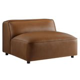 Dune Upholstered Vegan Leather Modular Armless Chair in Coffee