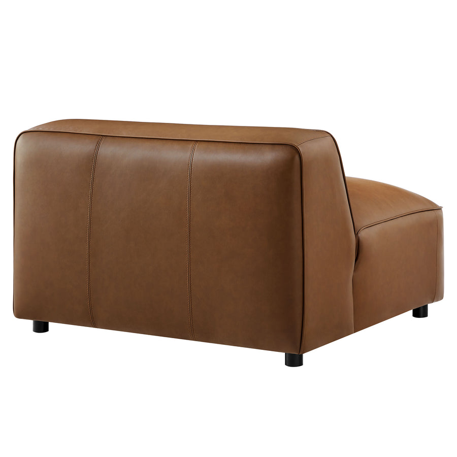 Dune Upholstered Vegan Leather Modular Armless Chair in Coffee