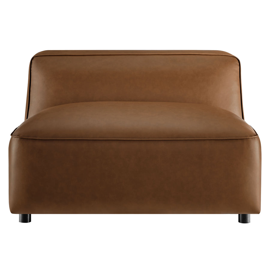 Dune Upholstered Vegan Leather Modular Armless Chair in Coffee