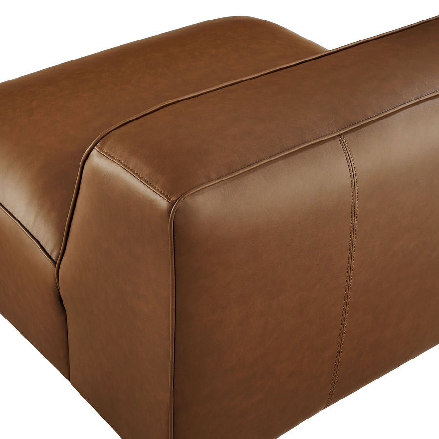 Dune Upholstered Vegan Leather Modular Armless Chair in Coffee