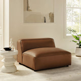 Dune Upholstered Vegan Leather Modular Armless Chair in Coffee