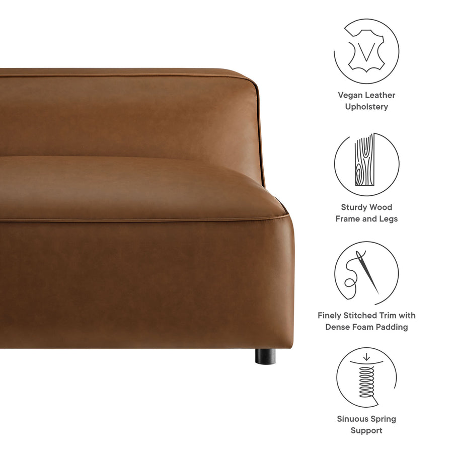 Dune Upholstered Vegan Leather Modular Armless Chair in Coffee