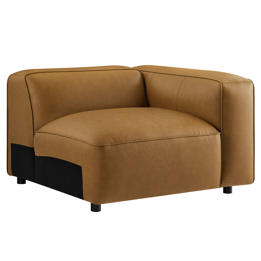 Dune Upholstered Vegan Leather Modular Right Armchair in Camel