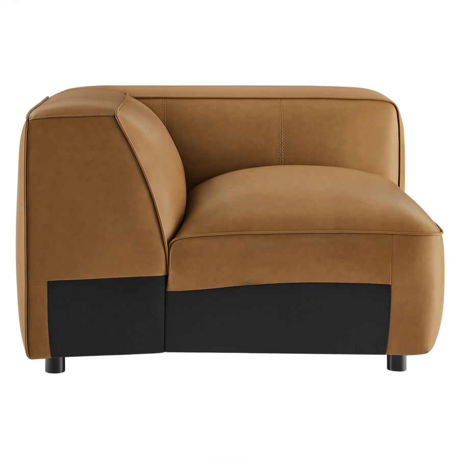 Dune Upholstered Vegan Leather Modular Right Armchair in Camel