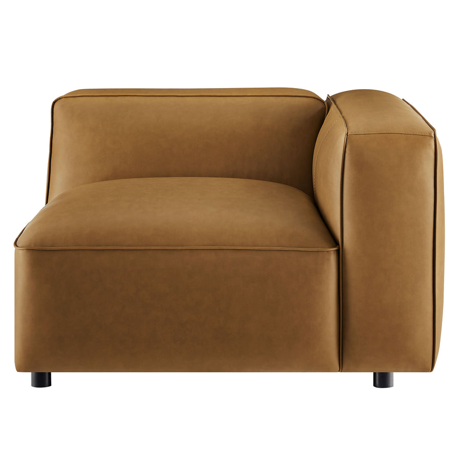 Dune Upholstered Vegan Leather Modular Right Armchair in Camel