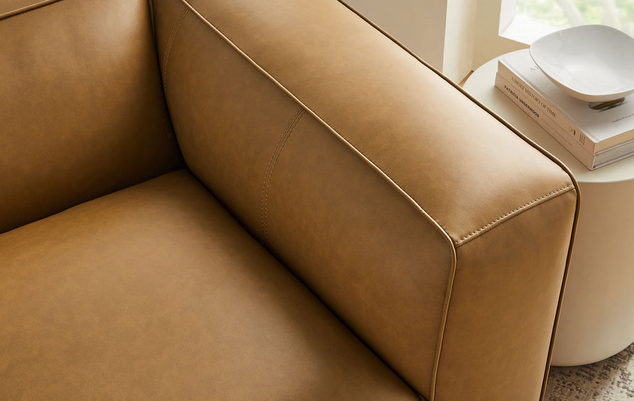 Dune Upholstered Vegan Leather Modular Right Armchair in Camel