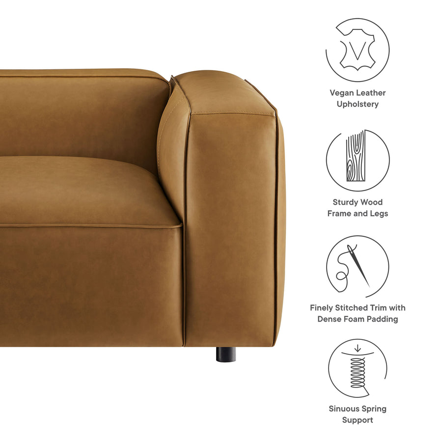 Dune Upholstered Vegan Leather Modular Right Armchair in Camel