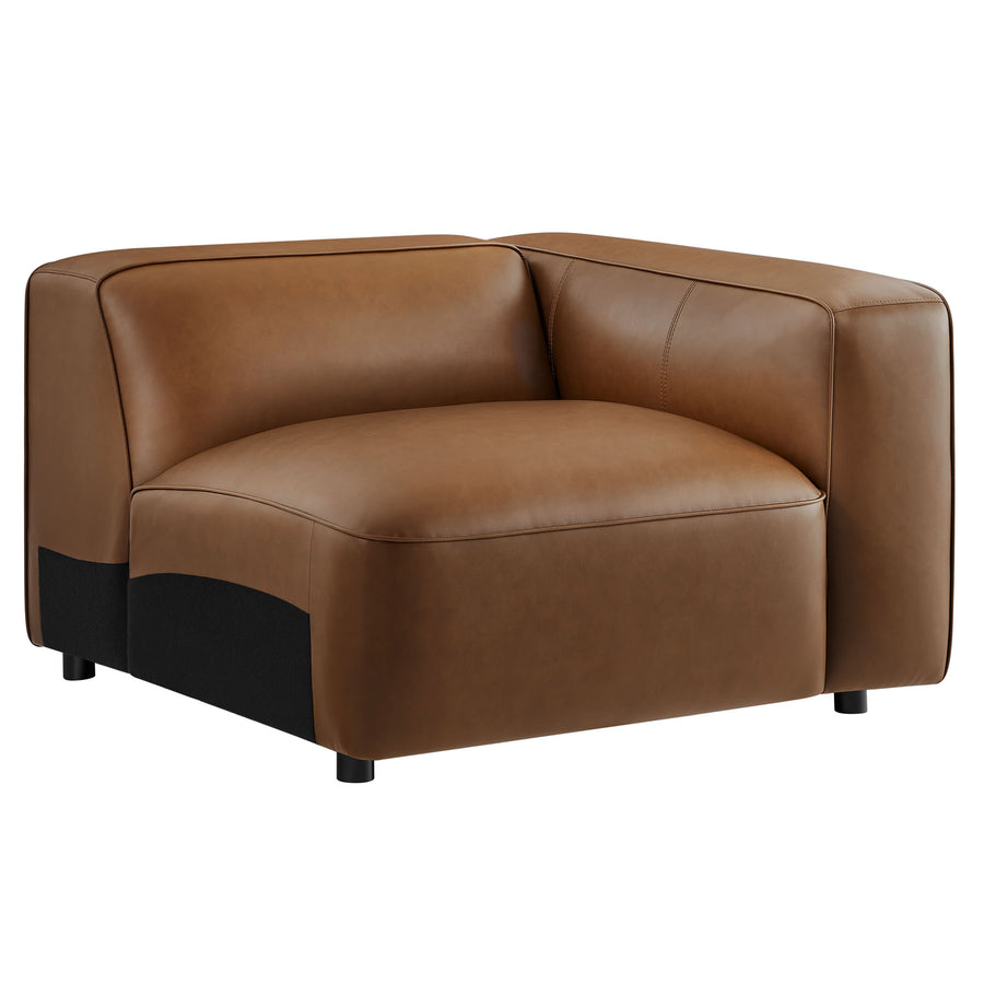 Dune Upholstered Vegan Leather Modular Right Armchair in Coffee