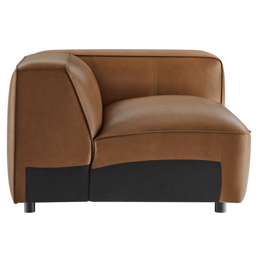 Dune Upholstered Vegan Leather Modular Right Armchair in Coffee