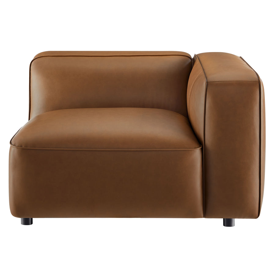 Dune Upholstered Vegan Leather Modular Right Armchair in Coffee