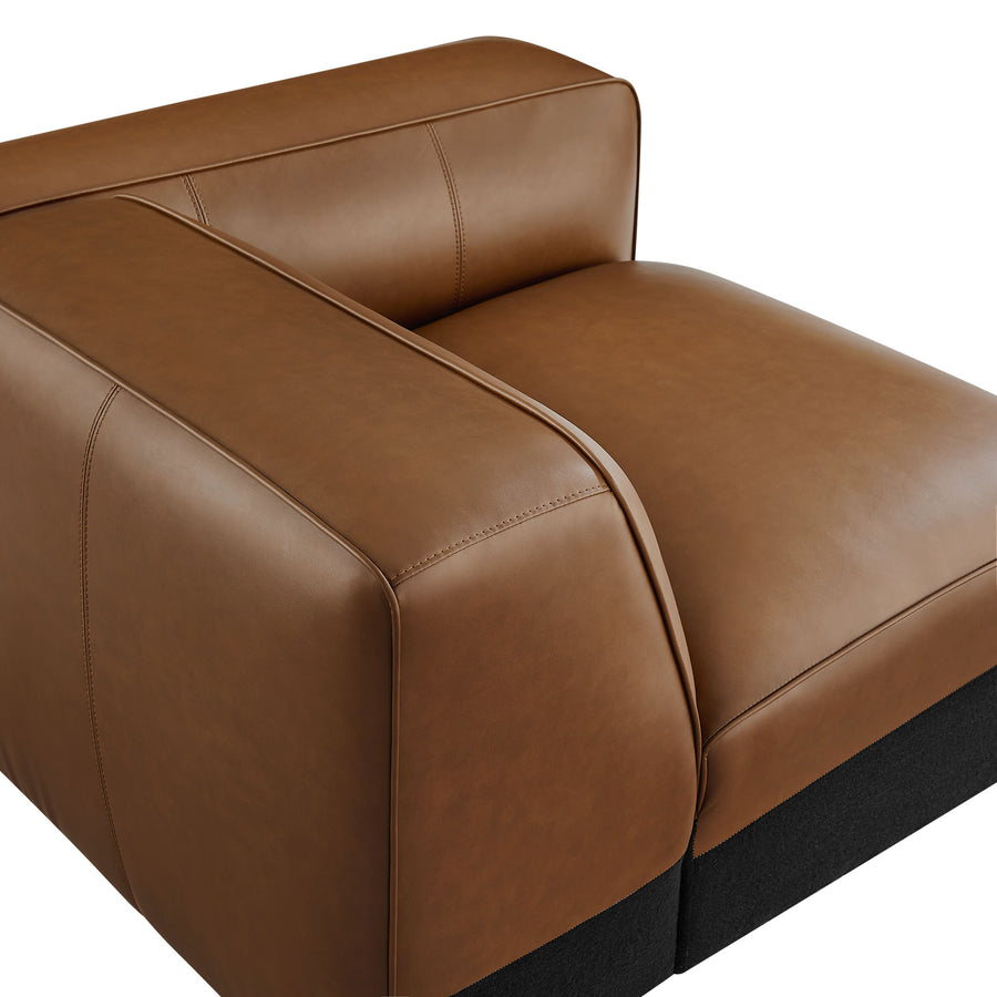 Dune Upholstered Vegan Leather Modular Right Armchair in Coffee