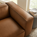 Dune Upholstered Vegan Leather Modular Right Armchair in Coffee
