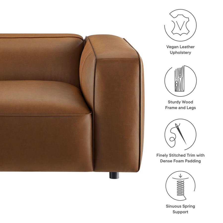 Dune Upholstered Vegan Leather Modular Right Armchair in Coffee