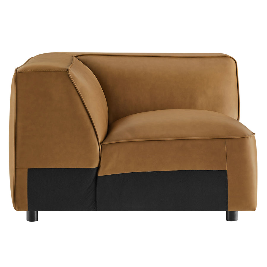 Dune Upholstered Vegan Leather Modular Corner Chair in Camel