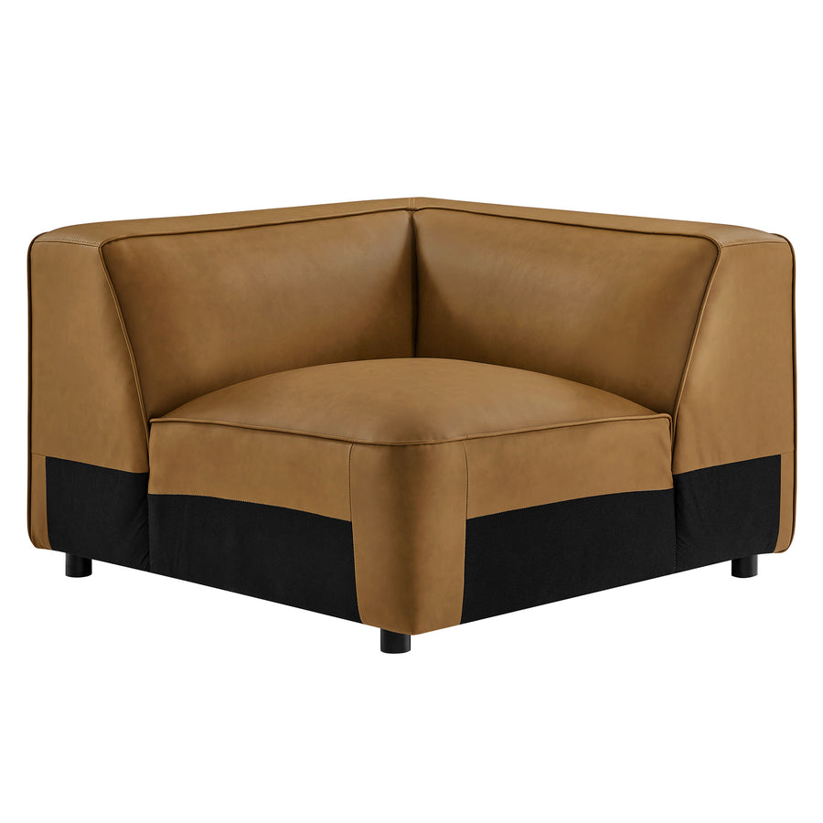 Dune Upholstered Vegan Leather Modular Corner Chair in Camel