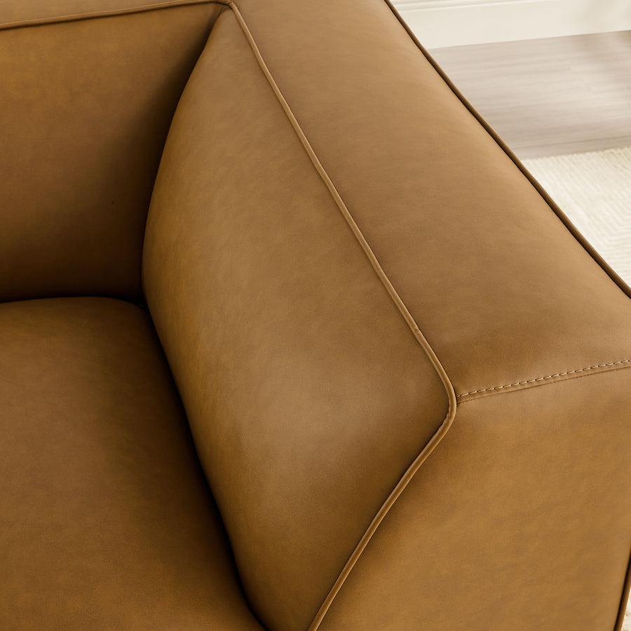 Dune Upholstered Vegan Leather Modular Corner Chair in Camel