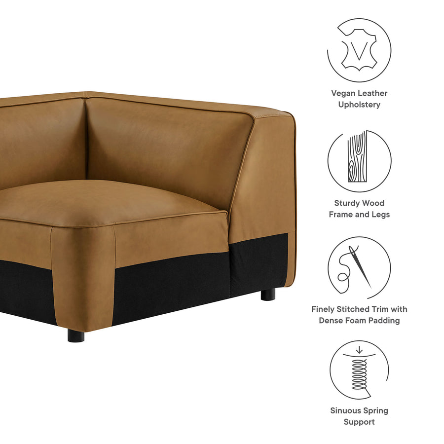 Dune Upholstered Vegan Leather Modular Corner Chair in Camel