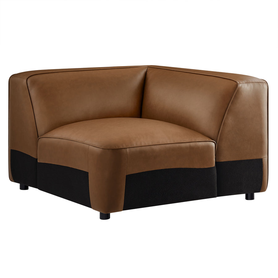 Dune Upholstered Vegan Leather Modular Corner Chair in Coffee
