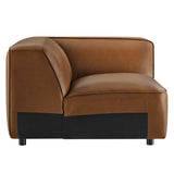 Dune Upholstered Vegan Leather Modular Corner Chair in Coffee