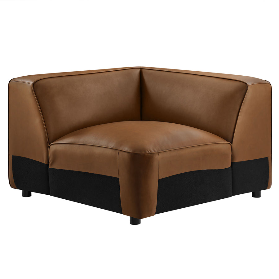 Dune Upholstered Vegan Leather Modular Corner Chair in Coffee