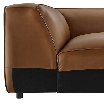 Auren Upholstered Vegan Leather Modular Corner Chair in Coffee