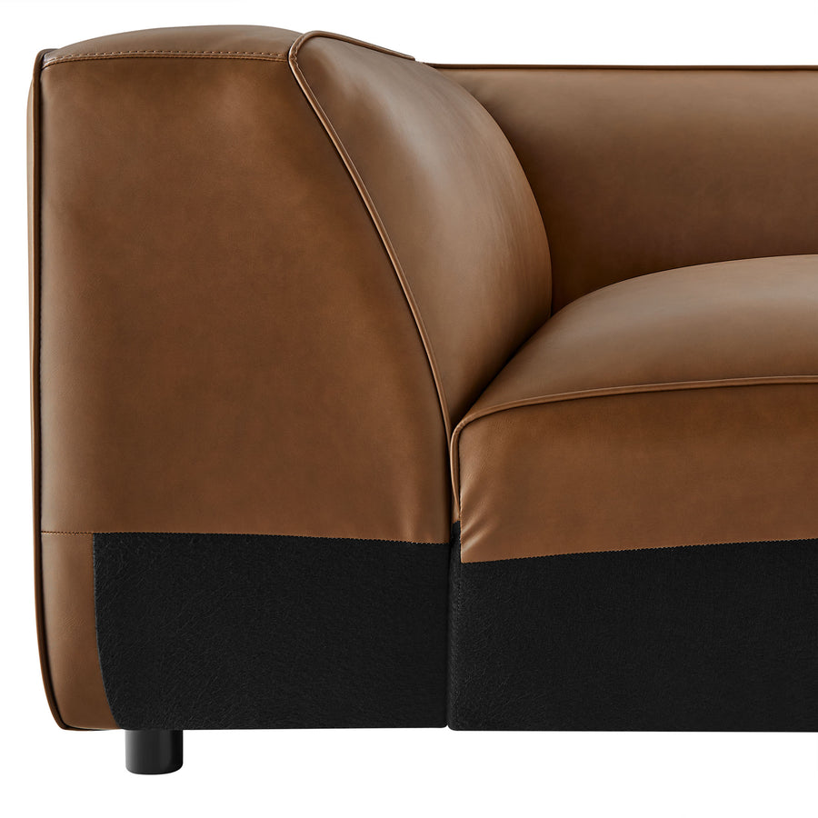 Dune Upholstered Vegan Leather Modular Corner Chair in Coffee