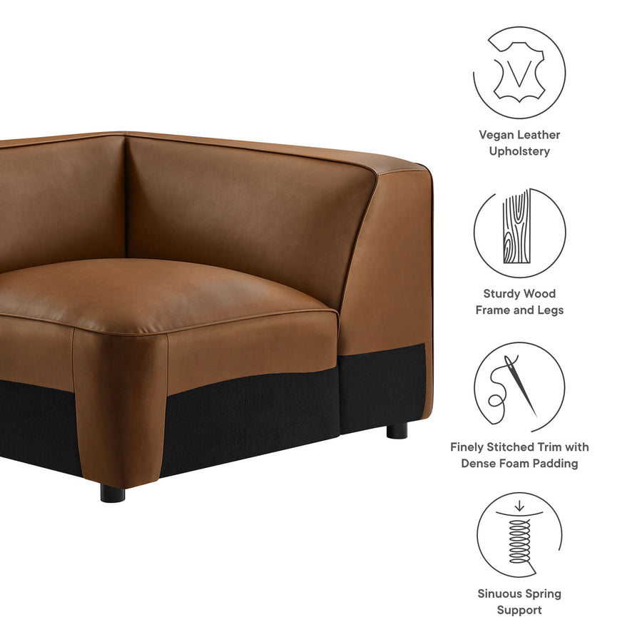 Dune Upholstered Vegan Leather Modular Corner Chair in Coffee