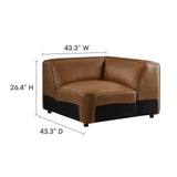 Dune Upholstered Vegan Leather Modular Corner Chair in Coffee