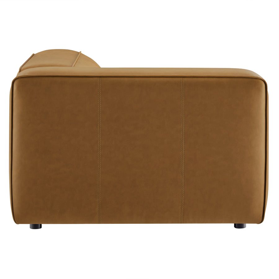 Dune Upholstered Vegan Leather Modular Left Armchair in Camel
