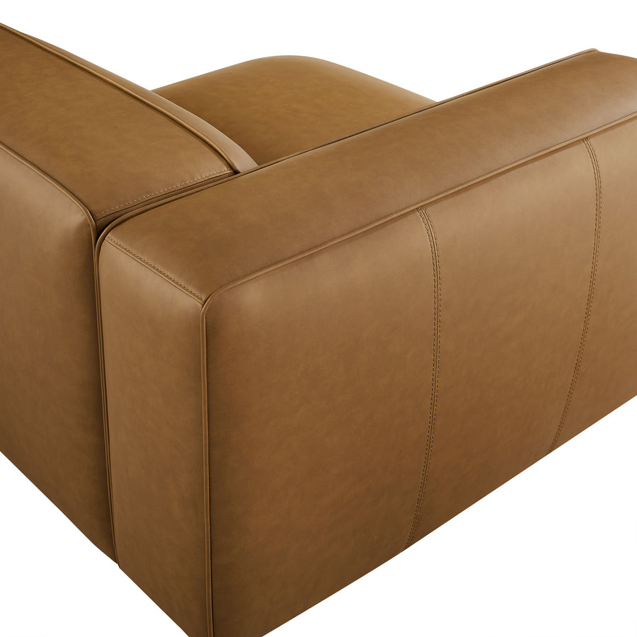 Dune Upholstered Vegan Leather Modular Left Armchair in Camel