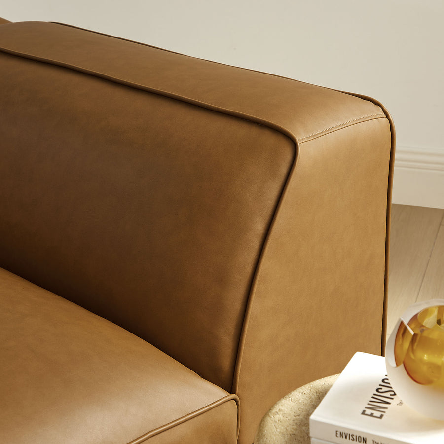 Dune Upholstered Vegan Leather Modular Left Armchair in Camel