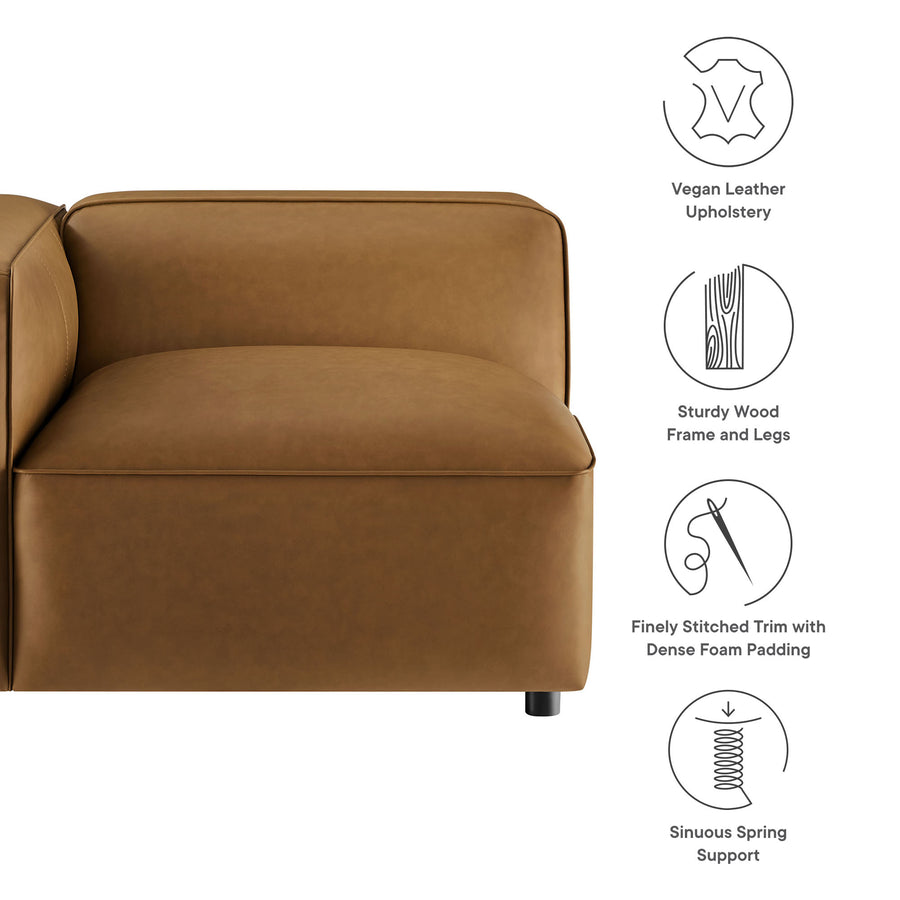 Dune Upholstered Vegan Leather Modular Left Armchair in Camel