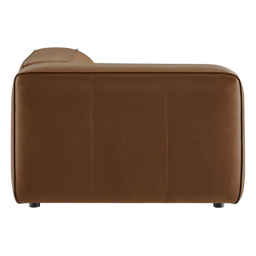 Dune Upholstered Vegan Leather Modular Left Armchair in Coffee