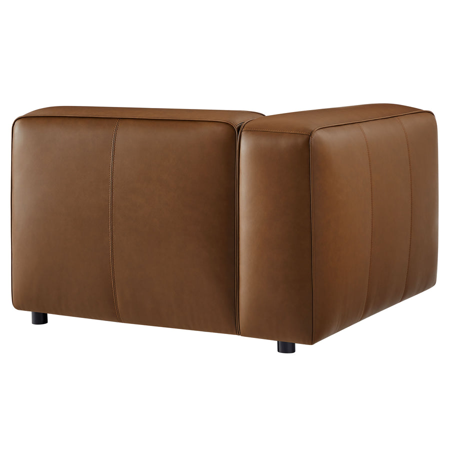 Dune Upholstered Vegan Leather Modular Left Armchair in Coffee