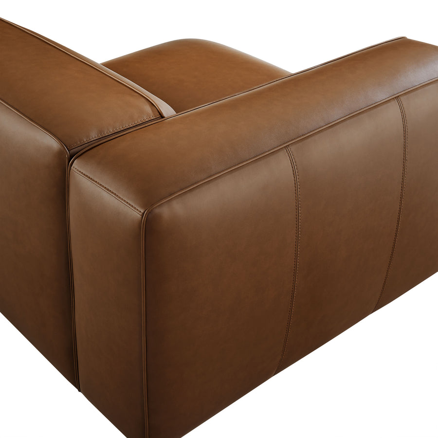 Dune Upholstered Vegan Leather Modular Left Armchair in Coffee