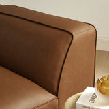 Dune Upholstered Vegan Leather Modular Left Armchair in Coffee