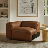 Dune Upholstered Vegan Leather Modular Left Armchair in Coffee