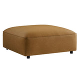 Dune Upholstered Vegan Leather Ottoman in Camel