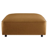 Dune Upholstered Vegan Leather Ottoman in Camel