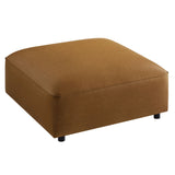Dune Upholstered Vegan Leather Ottoman in Camel