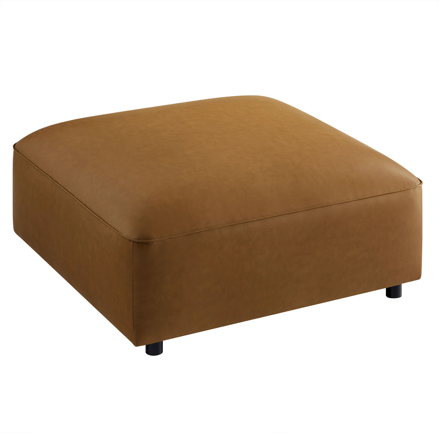 Dune Upholstered Vegan Leather Ottoman in Camel