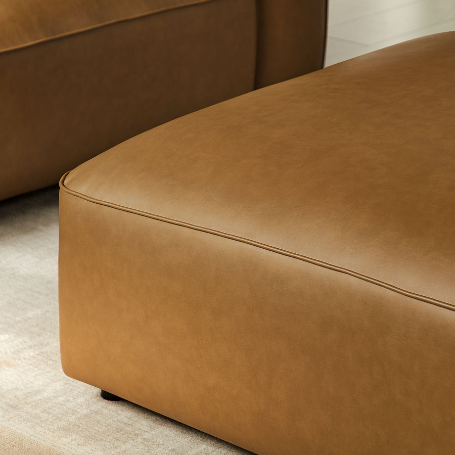 Dune Upholstered Vegan Leather Ottoman in Camel