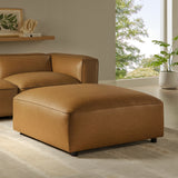 Dune Upholstered Vegan Leather Ottoman in Camel