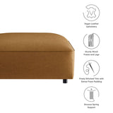 Dune Upholstered Vegan Leather Ottoman in Camel
