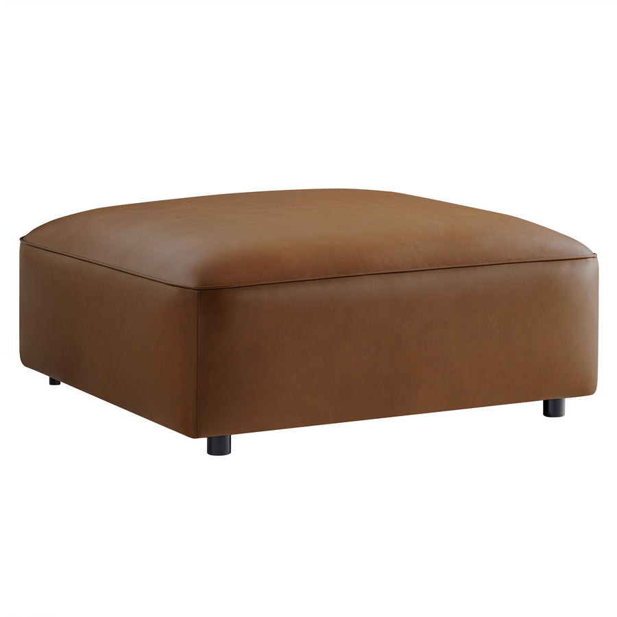 Dune Upholstered Vegan Leather Ottoman in Coffee