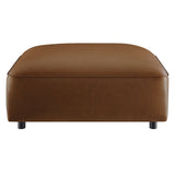Dune Upholstered Vegan Leather Ottoman in Coffee