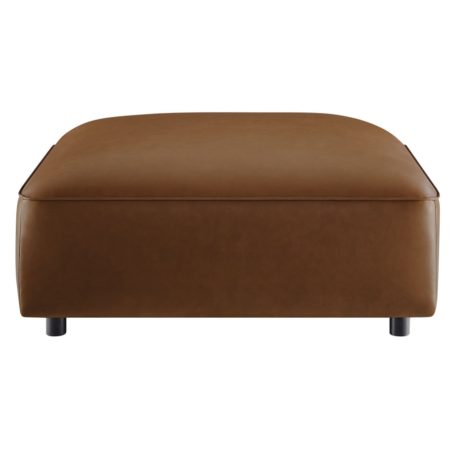Dune Upholstered Vegan Leather Ottoman in Coffee