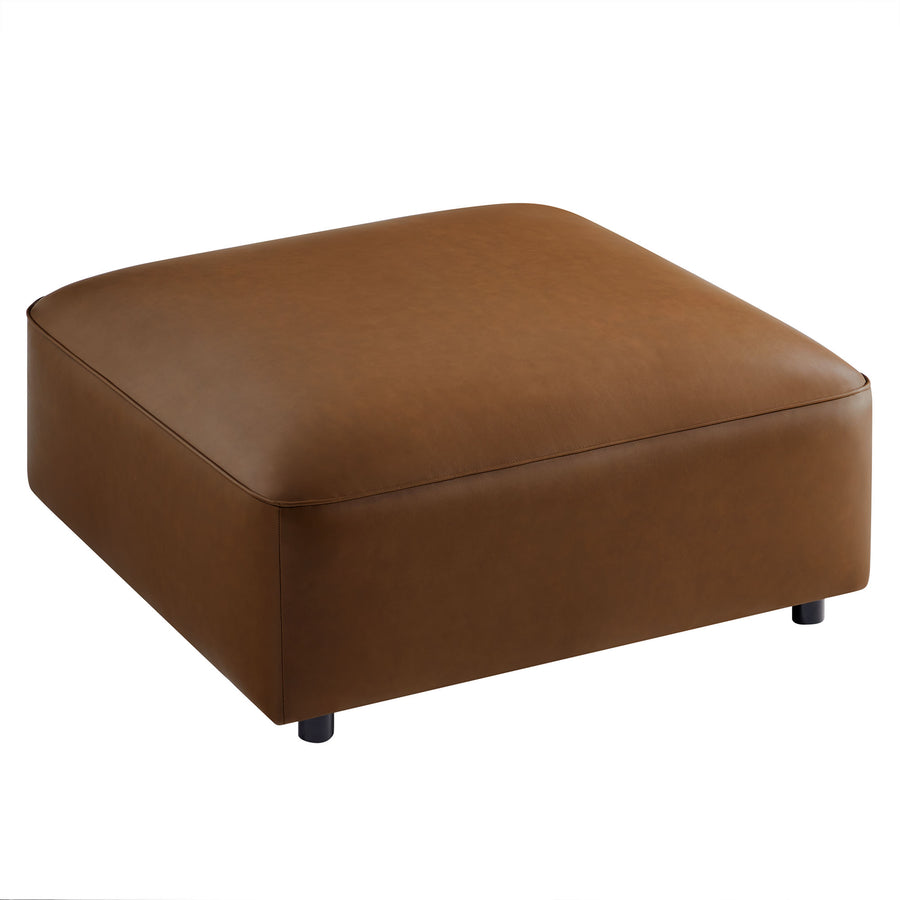 Dune Upholstered Vegan Leather Ottoman in Coffee