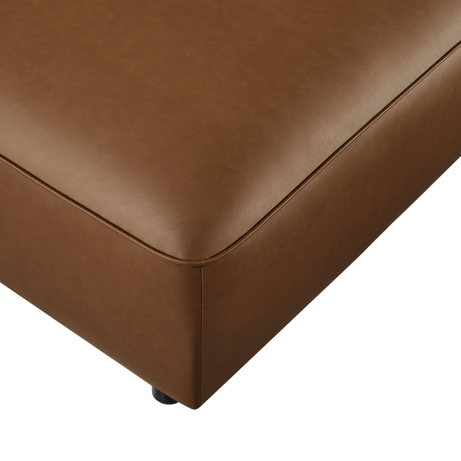 Dune Upholstered Vegan Leather Ottoman in Coffee